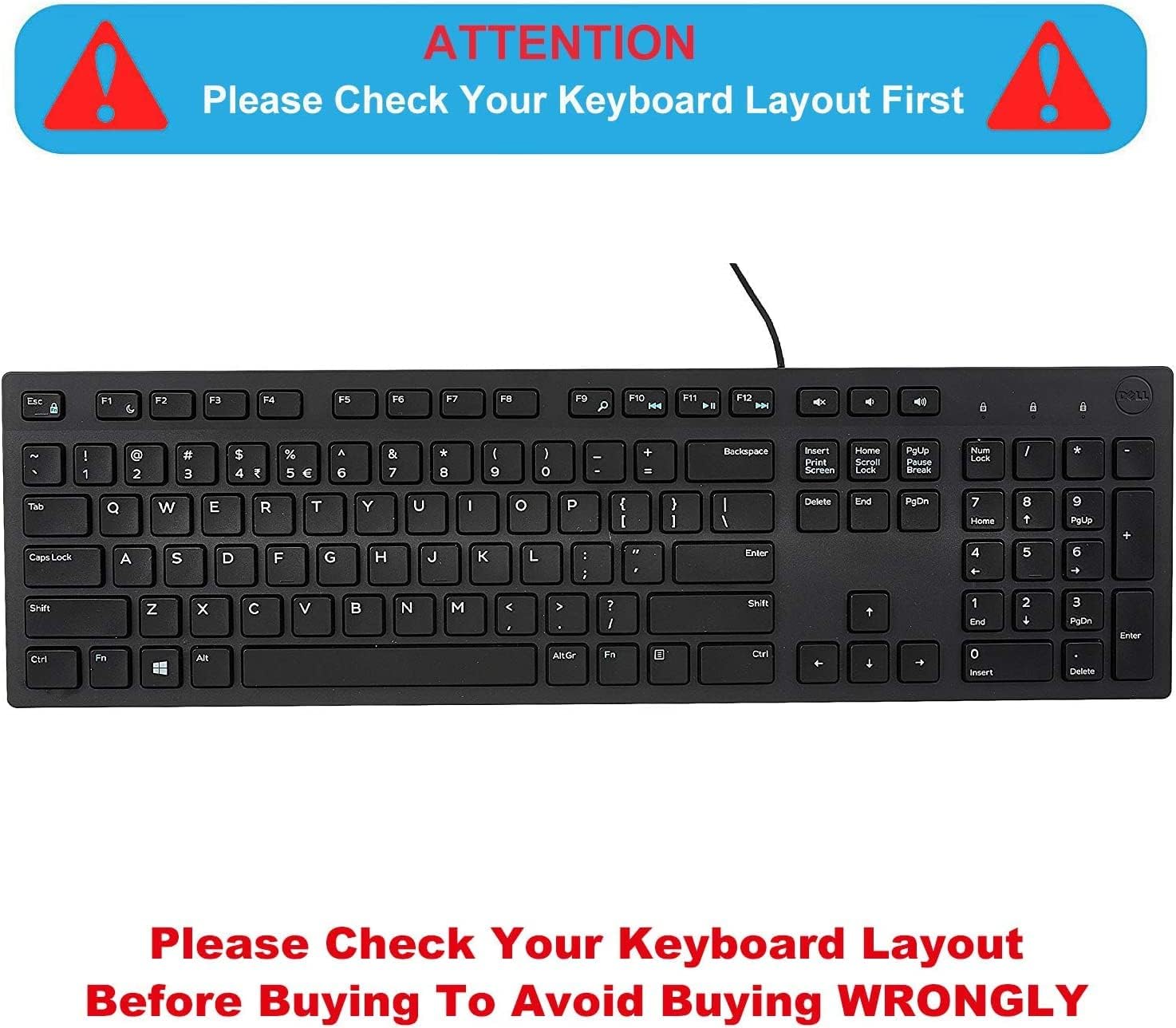 Keyboard Cover Skin for Dell KM636 KB216 KB216t KB216d KB216p Wired & Wireless Keyboard, Dell Optiplex 5250 3050 3240 5460 7450 7050, Dell Inspiron Desktop 24" 27" 5400 5490 7700 7790 3475 3670 3477