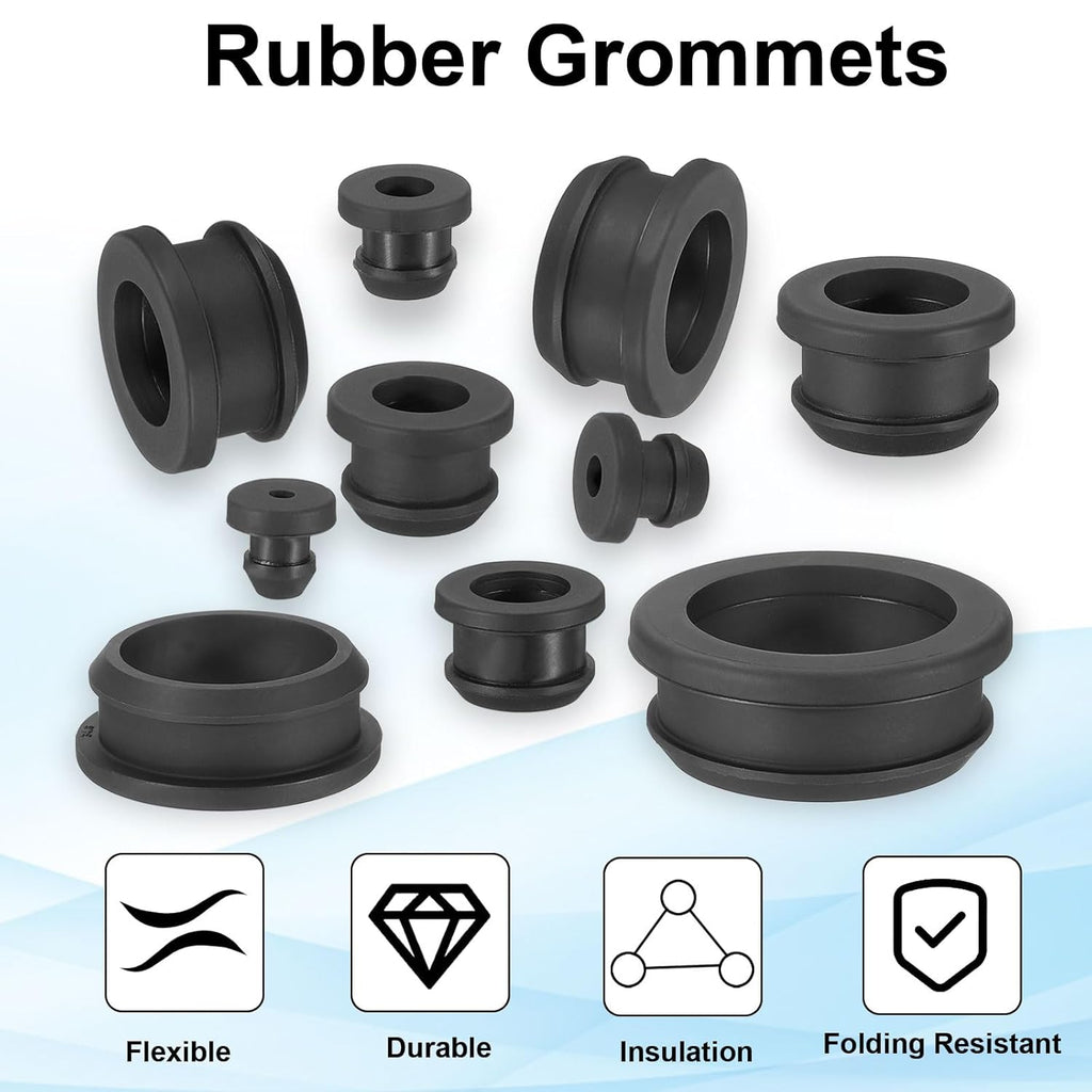 PATIKIL 12mm / 1/2 Inch Drill Hole,3/8 Inch ID Rubber Grommets, 12Pcs Top Hat Grommet for Wiring Eyelet Ring Gasket Automotive Firewall Cable Hole Plugs Wires Protection, Black