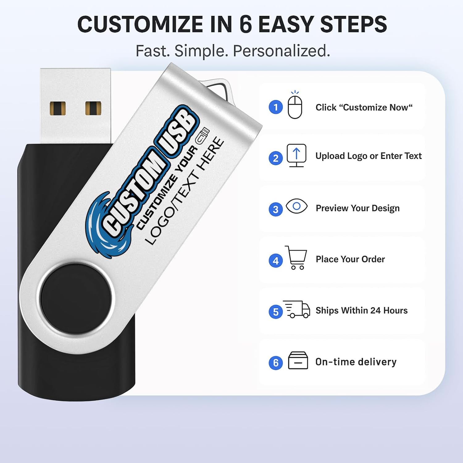 ABLAZE Custom Flash Drive 128GB 10 Pack, Personalized USB Logo Flash Drives USB 2.0 Thumb Drives with Logo Memory Stick (Mixcolors)