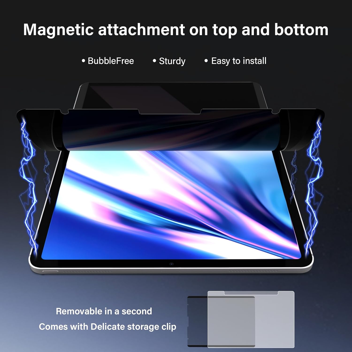 Magnetic Full Privacy Screen for iPad Air 11 inch M2/M3 (6/7th Gen，2024/2025) Case Friendly Blue light Blocker Anti-glare Eye Strain Filter, Removable 360°Anti Spy Film Support Apple Pencil