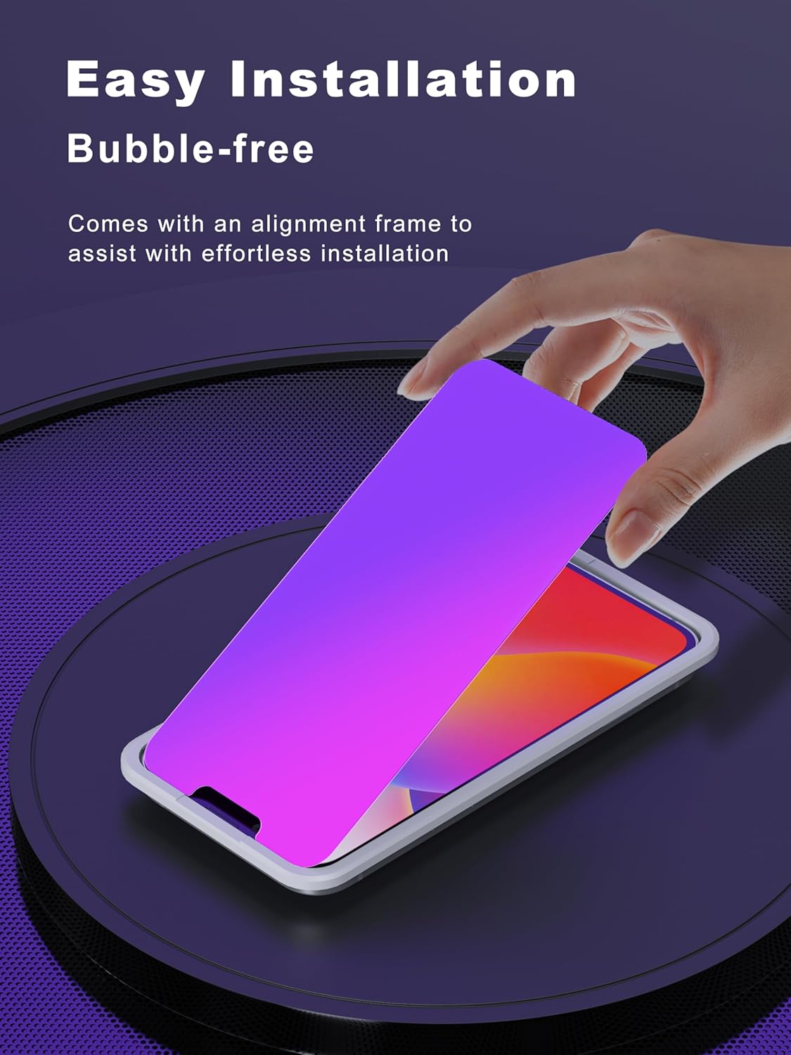 Compatible for iPhone 13 Pro Max Privacy Screen Protector/iPhone 14 Plus Screen Protector Tempered Glass 6.7 Inch, Purple Gradient Anti Blue Light HD Screen Protector Easy Installation