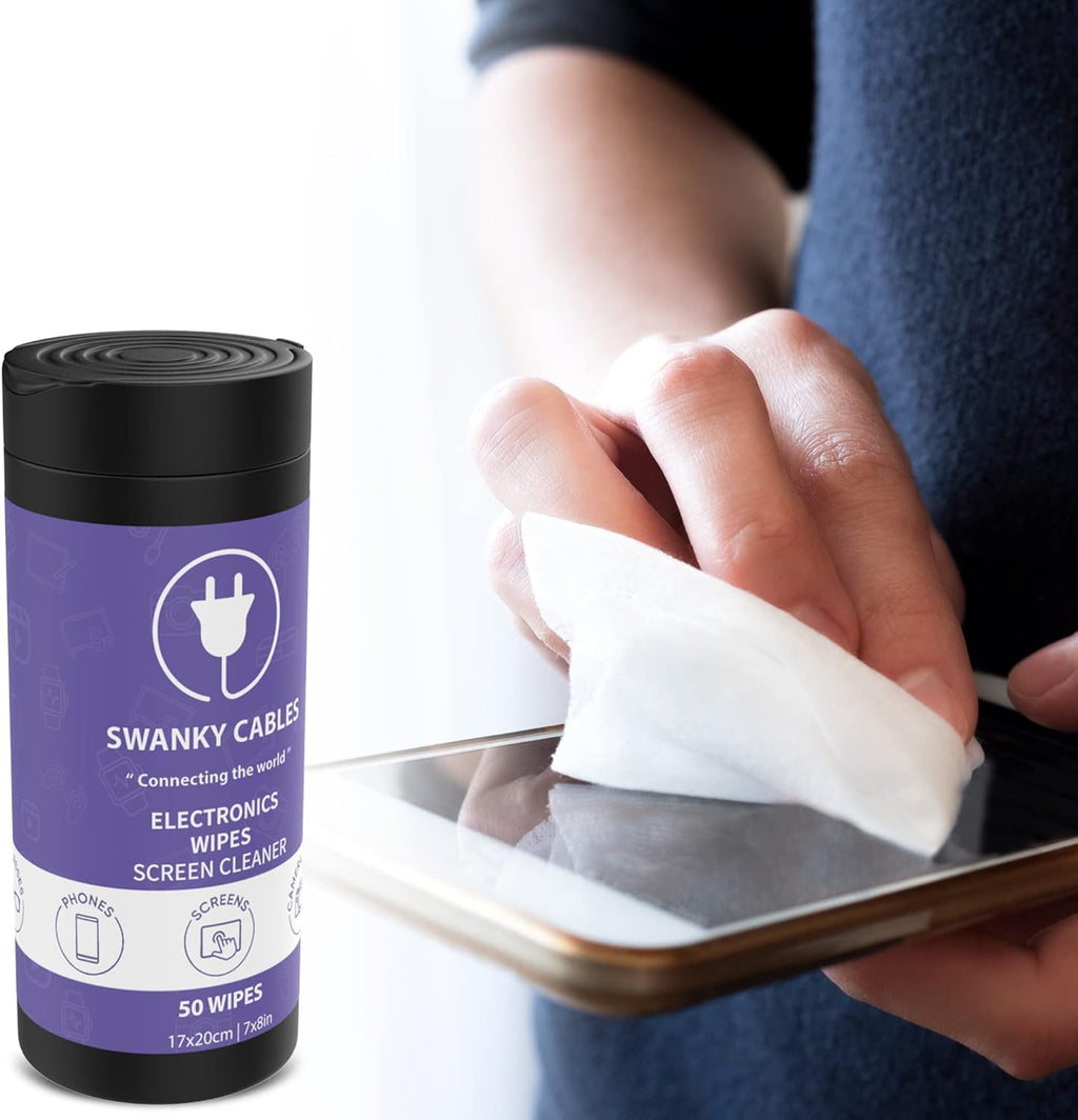 Screen Cleaner Wipes: Electronic Wipes for Screens - Computer Screen Wipes for Lens, Phone, Tv Screen and Monitor Cleaning - Tech Wipes & Microfiber Cloth (Canister, 50 Count)