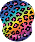 ITNRSIIET Ergonomic Mouse Pad with Comfort Gel Wrist Rest, Non-Slip PU Base, Smooth Textured Surface, Reduces Hand Fatigue & Wrist Pain, 8.7 x 7.2 Inch for Office Gaming Home, RainbowLeopard