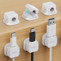 6 Pack Magnetic Cable Clip Organizer Cord Holder, Picozon Adhesive Cable Management, Wire Phone USB Charger Cable Holder, Keeper Organizer for Office Home Desktop Table - White