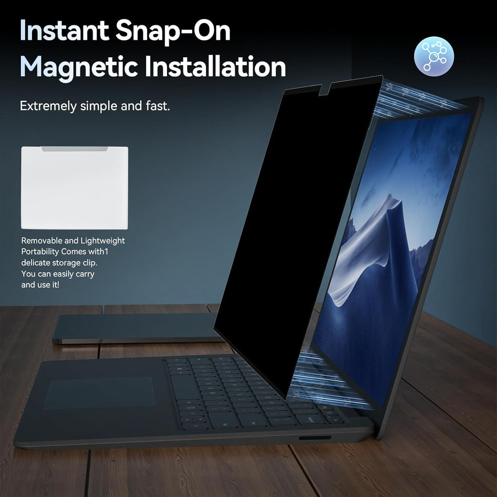 Privacy Filter Compatible with 15 Inch Surface Laptop 5/4/3/2/1, Easy On/Off Removable Anti Glare Blue Light Laptop Privacy Screen Black Security Private