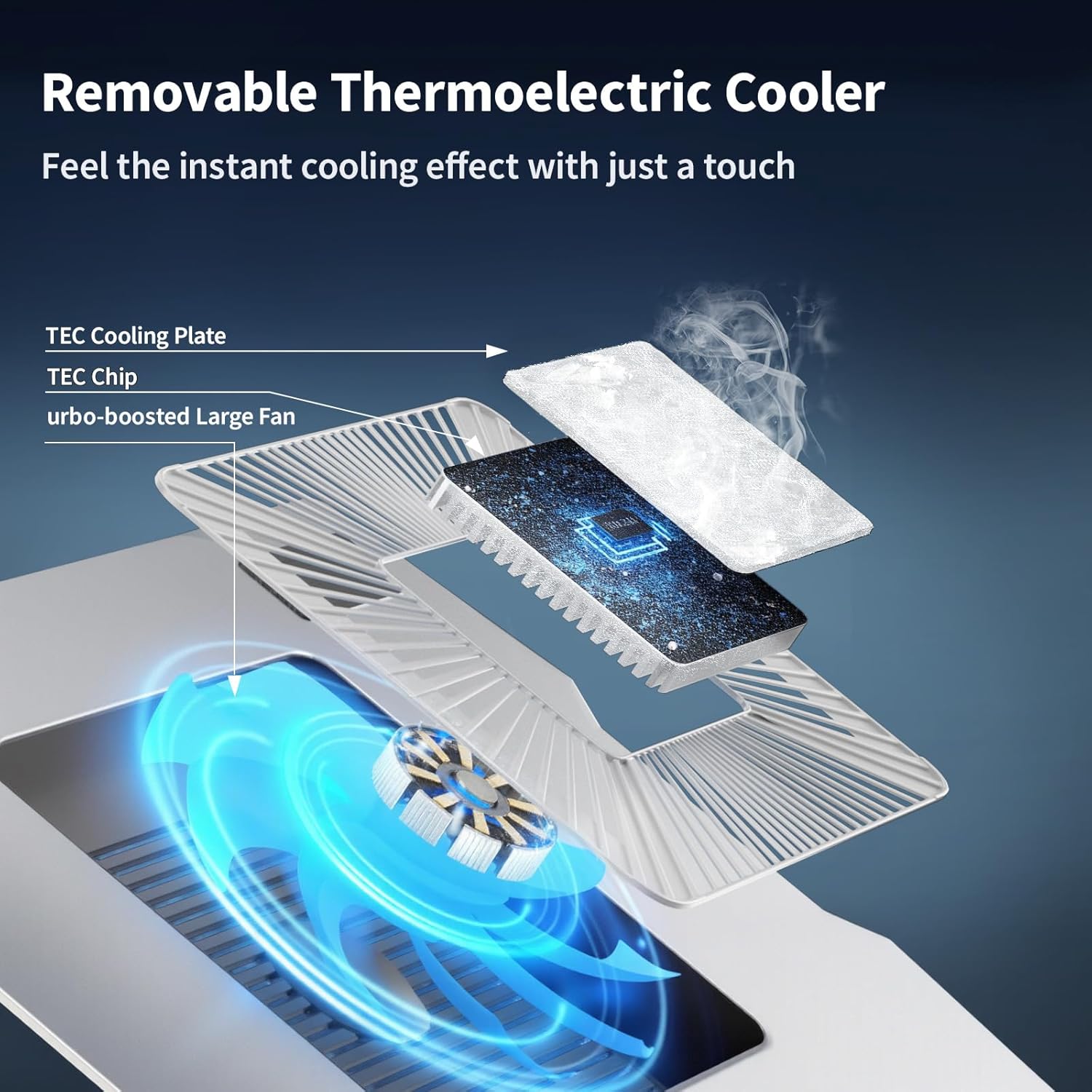 IMMOENUC Laptop Cooling Stand with Peltier Cooler Adjustable Height & Angle, Whisper-Quiet Aluminum Thermoelectric Cooler for 12-19 Inch Laptops, MacBook/Dell/HP/Lenovo Fast Cooling Notebook