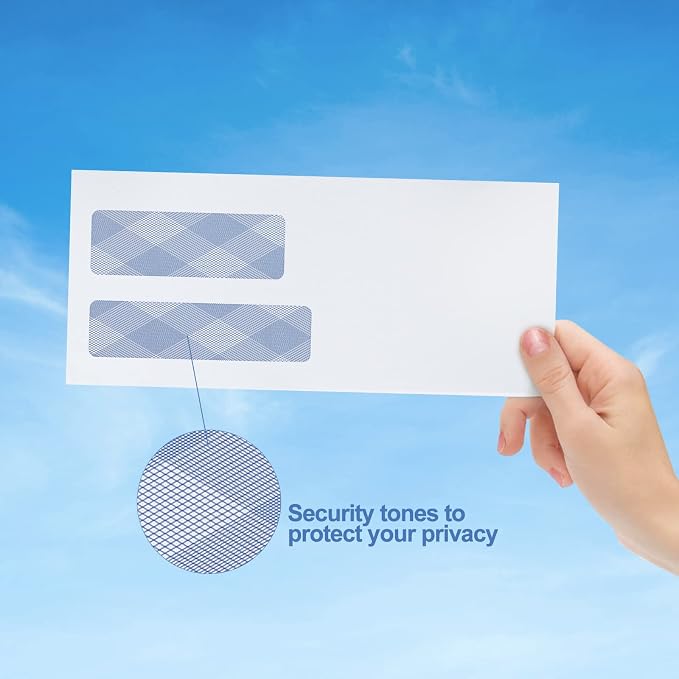 500#9 Double Window Security Envelopes, PANDRI NO.9 Self Seal White Envelopes - Image 5