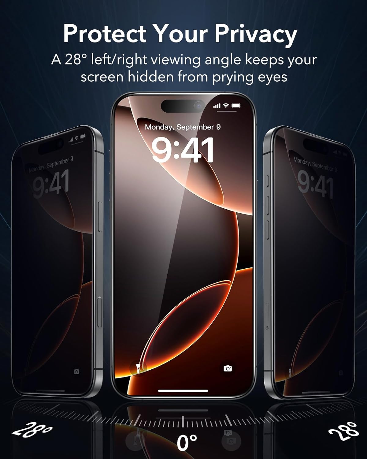 ESR 3 Pack 9H+ Glass for iPhone 16 Pro Privacy Screen Protector, [Military Grade Shatterproof & Longest Durable] Armorite Anti-spy Tempered Glass with UltraFit Tray