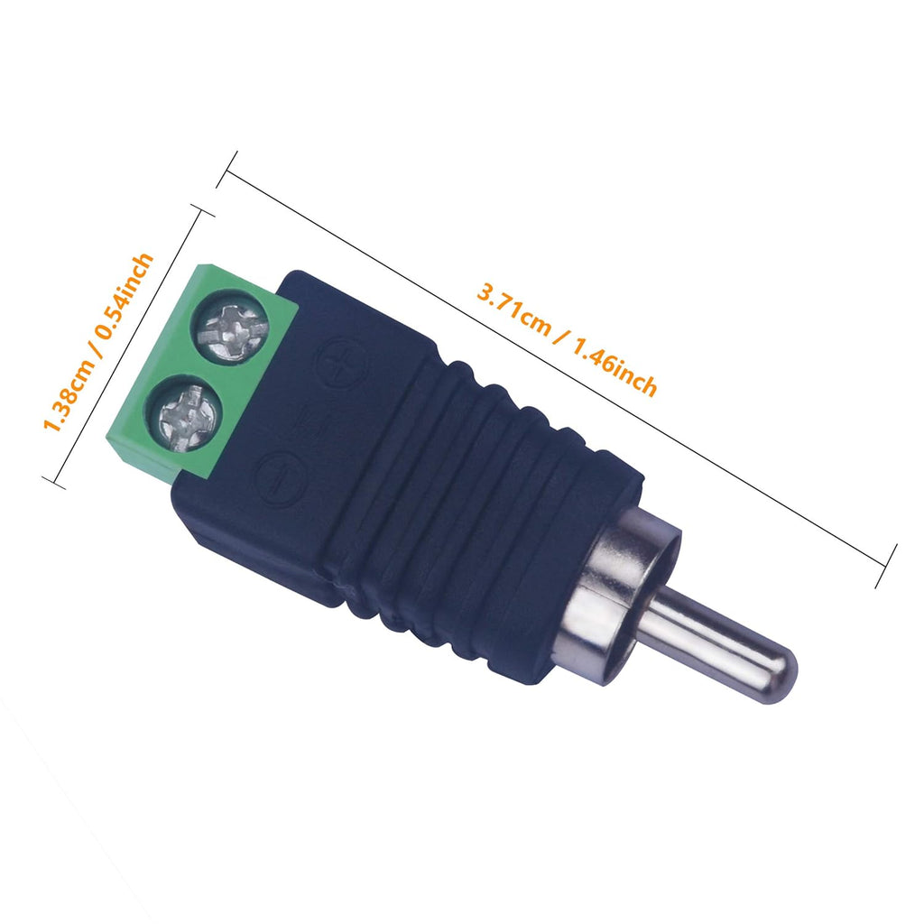RCA Plugs for Speaker Wire, RCA to AV Screw Terminal Connector, Phono RCA Male Plug Solderless Converter Audio/Video Speaker Wire Connectors Solderless Adapter(12 Pack)