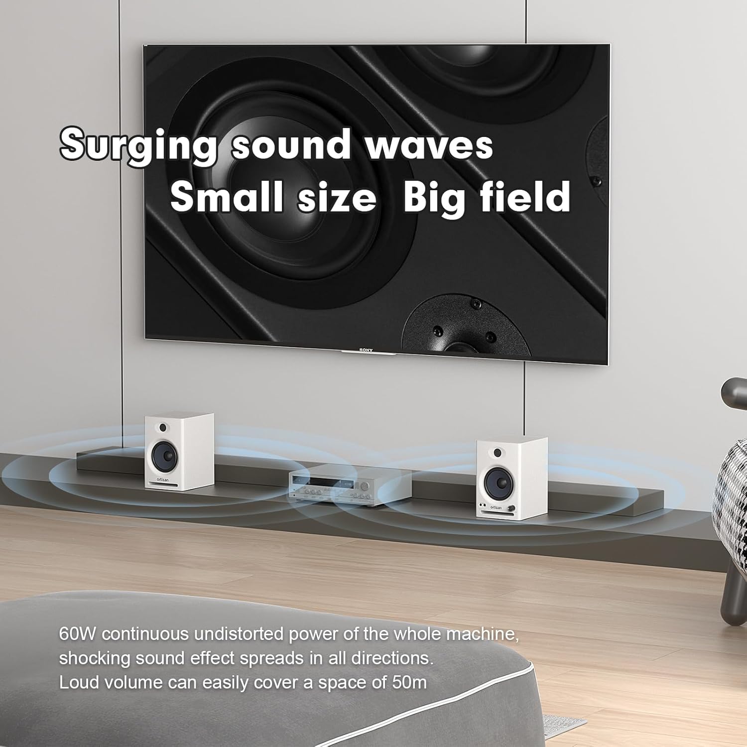 Ortizan C7 Dual-Mode 2.0 Studio Monitors, Active Monitor Speakers for Near Field Music Production, Bluetooth 5.3 Wireless Computer PC Monitor Gaming Bookshelf Speakers(Pair, White)