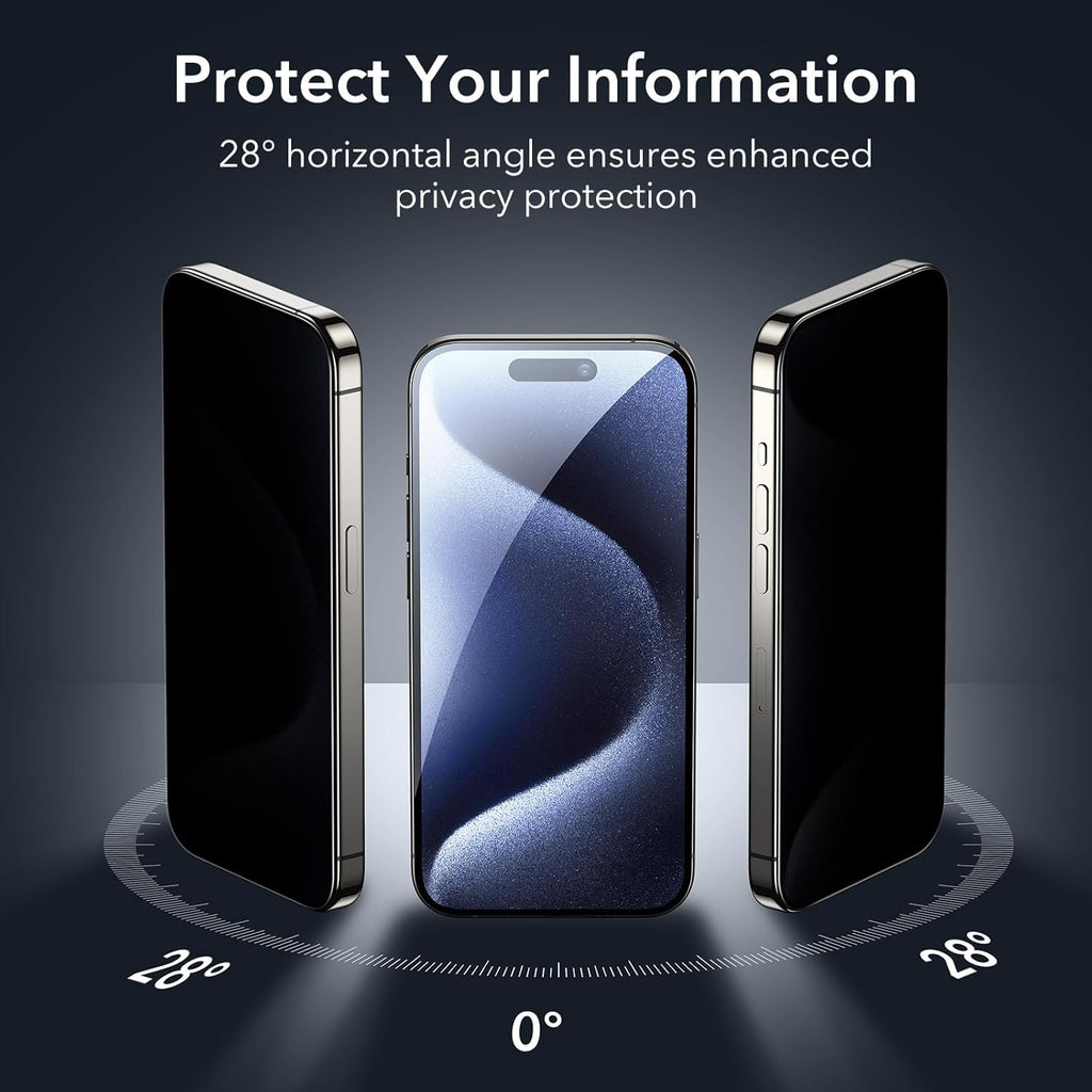 ESR 3 Pack for iPhone 15 Pro Privacy Screen Protector, Anti-spy Tempered-Glass Privacy Screen Protector, Micro-curved Edges, Case Friendly