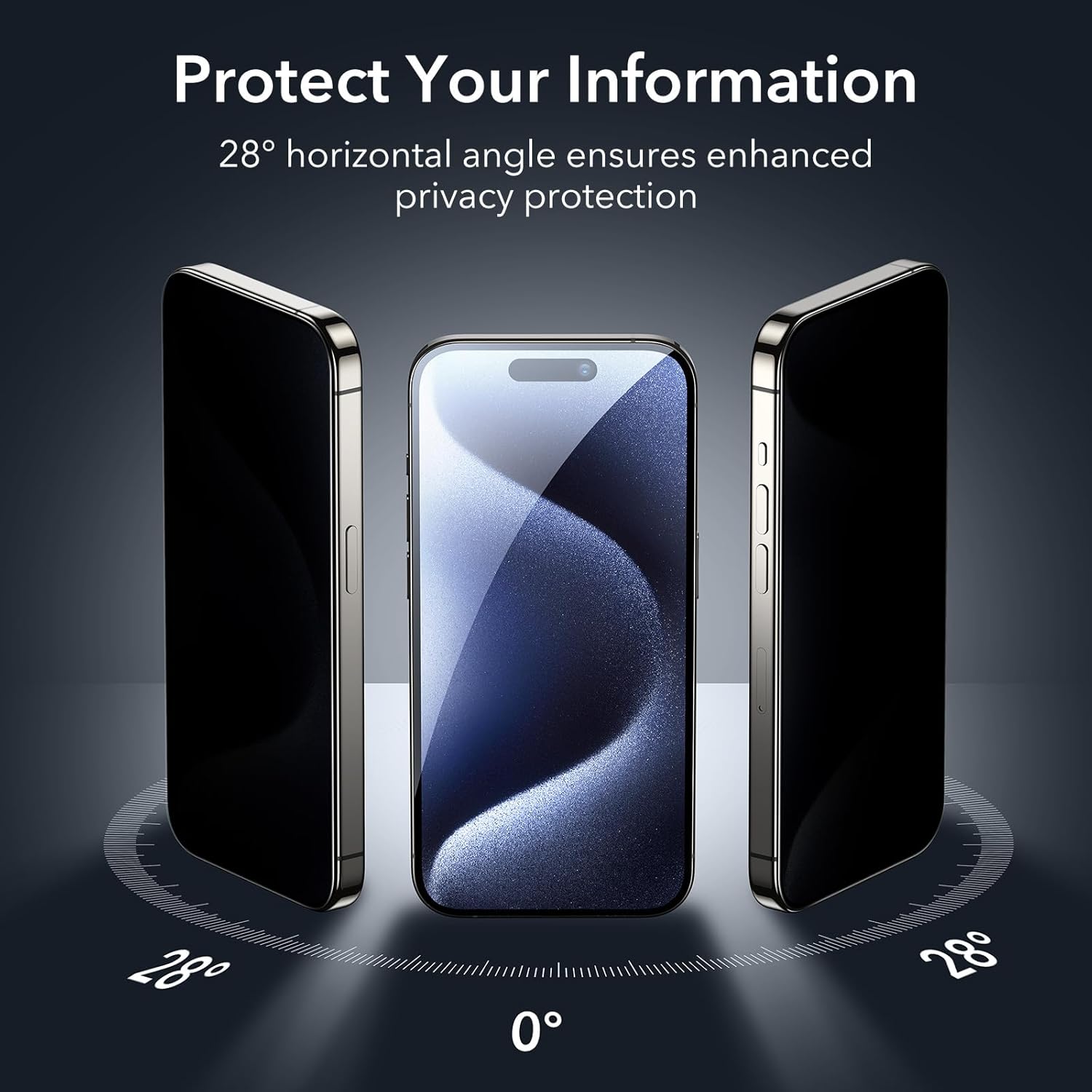 ESR 3 Pack for iPhone 15 Pro Privacy Screen Protector, Anti-spy Tempered-Glass Privacy Screen Protector, Micro-curved Edges, Case Friendly