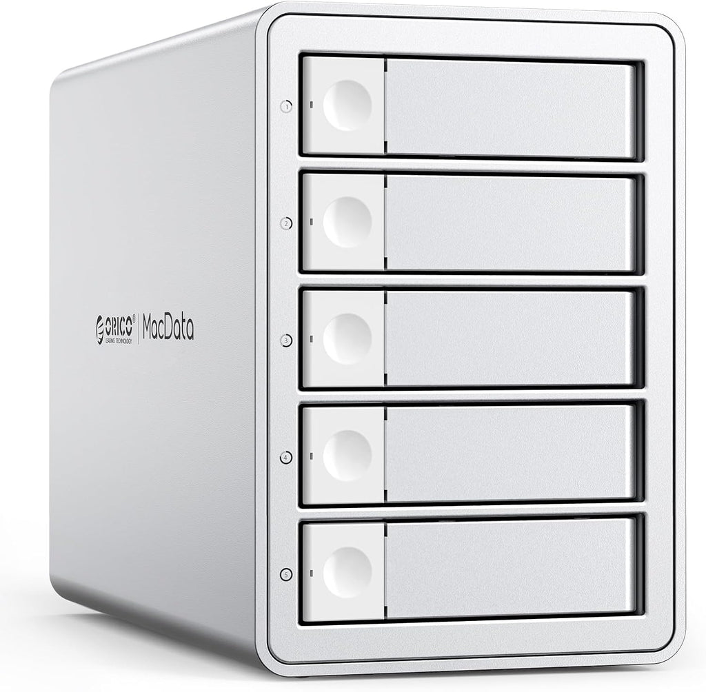 ORICO Daisy-Chain 5-Bay Hard Drive Enclosure External USB 3.2 Gen 2 Aluminum Das Enclosure Support 22TB and Expansion Max Up to 330TB for 3.5-inchs HDD -9958C3