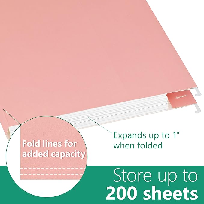pmybupo Letter Size Hanging File Folders, 25 Pack Green Hanging Files in - Image 4