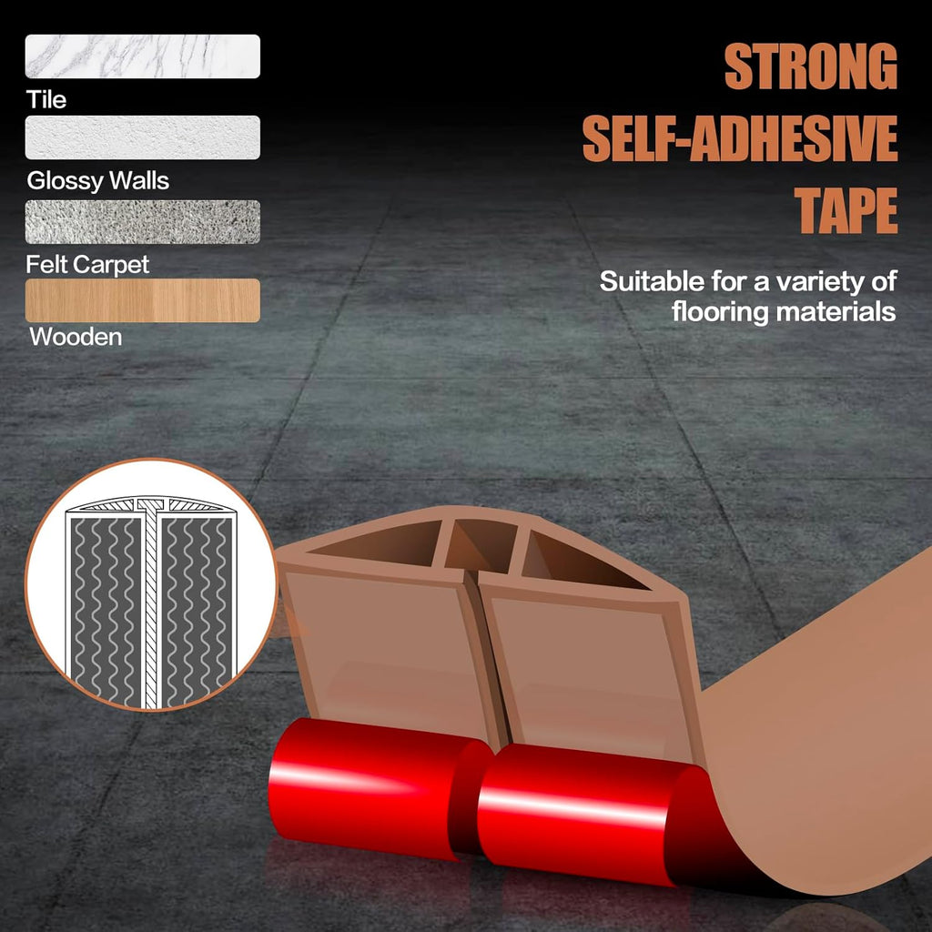 Floor Cord Cover Self Adhesive Cord Hider,10FT Cable Management, Extension Strip Protector for Wires, Prevent Cable Trips for Offices, Gyms, Exhibitions Cavity:0.3"(W) x 0.28"(H) Brown