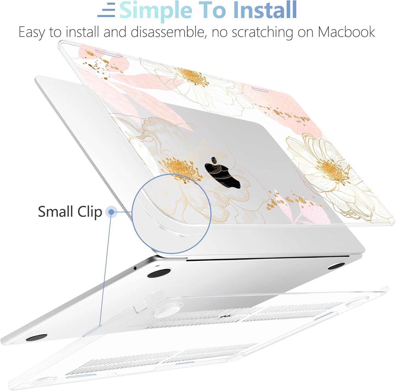 MEEgoodo for M4/M3/M2 MacBook Air 15.3 inch Case 2025 2024 2023, Case Fit Model (A3241/A3114/A2941) for MacBook Air 15 inch, Laptop Hard Shell with Keyboard Cover, Tropical Pink Flowers