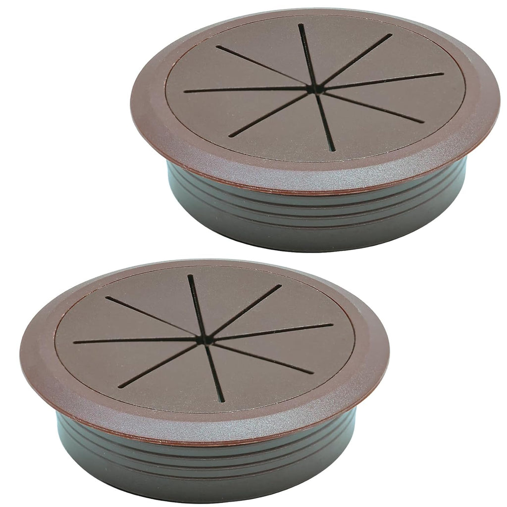 Desk Grommet 3-1/8" (80 mm), Desk Hole Cover for Cables Coffee, Cable Grommet ABS Plastic, Desk Hole Grommet for Office and Home Table Cable, Detachable & Flexible Cable Cord Organizer-2 Pcs