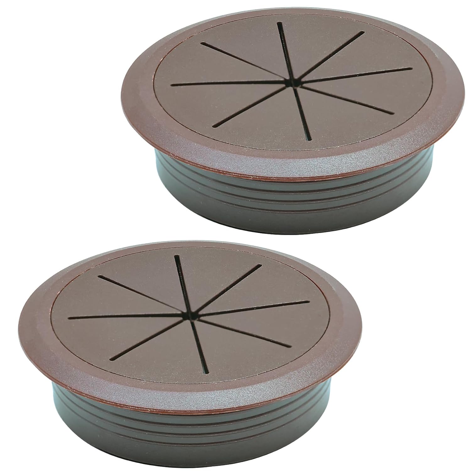 Desk Grommet 3-1/8" (80 mm), Desk Hole Cover for Cables Coffee, Cable Grommet ABS Plastic, Desk Hole Grommet for Office and Home Table Cable, Detachable & Flexible Cable Cord Organizer-2 Pcs