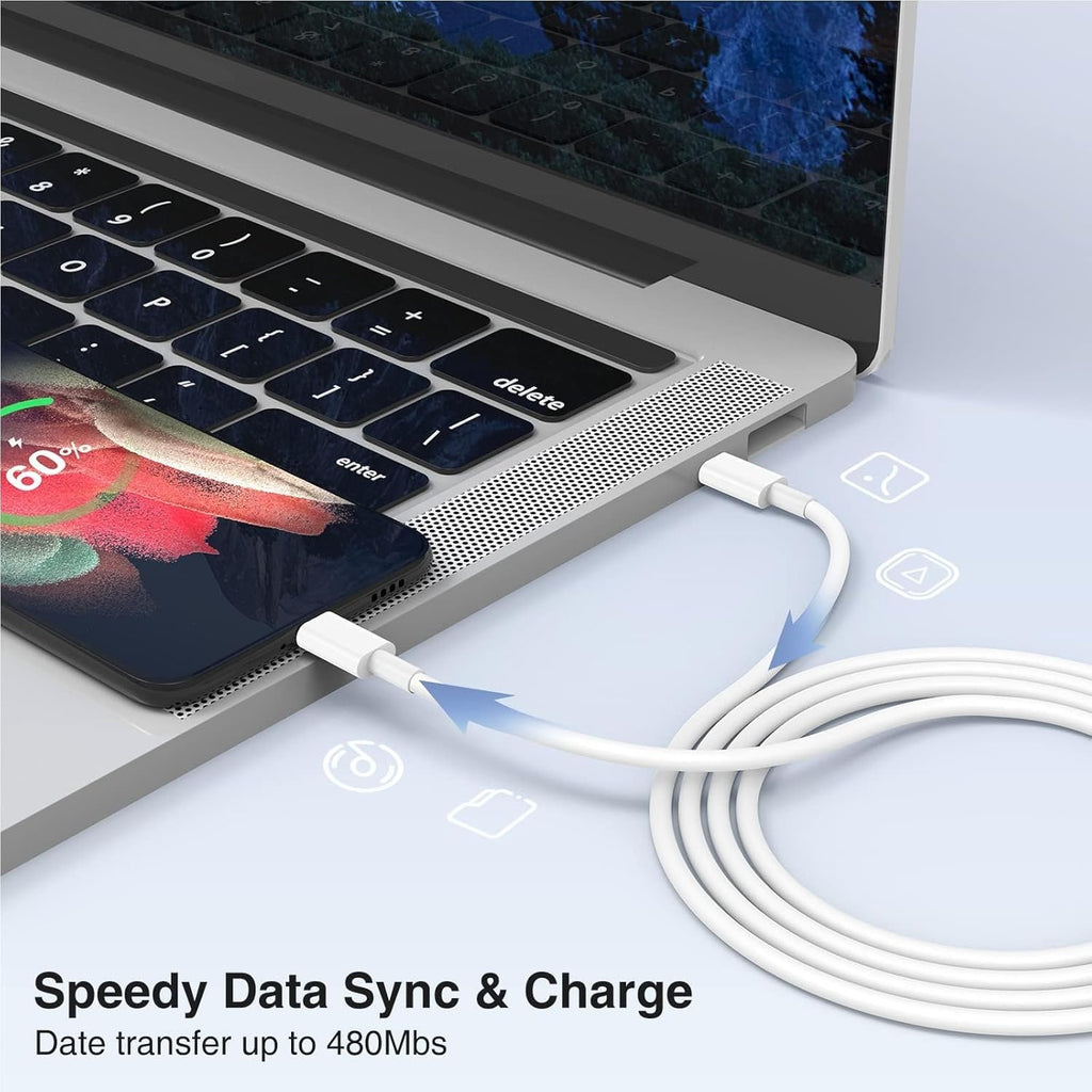 3-Pack [3.3FT+3.3FT+10FT] 60W USB C to USB C Cable, Type C to Type C Cable,Fast Charging Cable for iPhone 16 15 Pro Plus Pro Max，for Galaxy S24 S23, for iPad Pro/Air, for MacBook Pro/Air and More