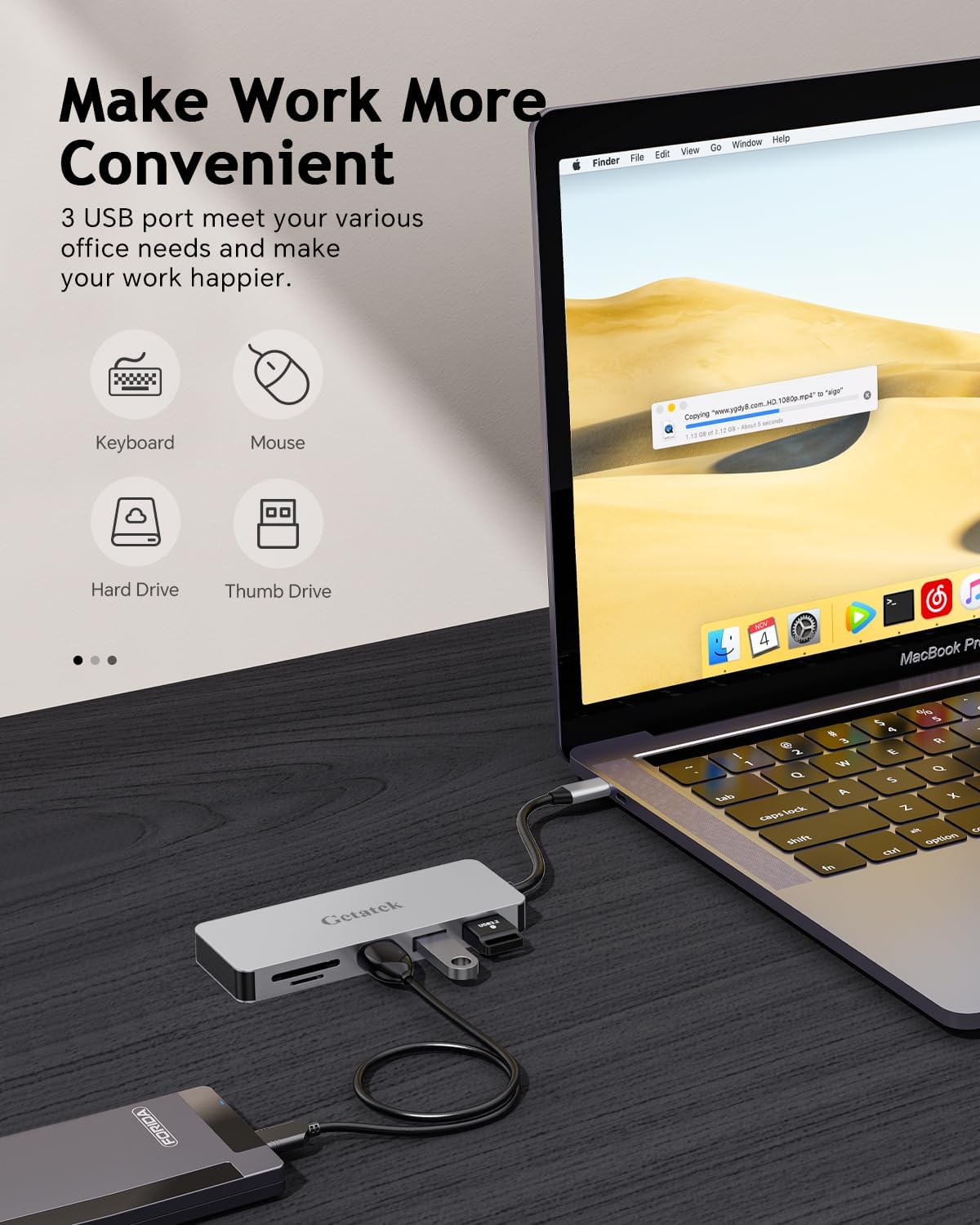 USB C Hub, 7 Ports 1 USB C Multiport Adapter with 4K HDMI, 100W PD Charging, USB 3.0 5Gbps Data Port and 2 USB 2.0，TF/SD Card Reader, for MacBook Air, MacBook Pro, iPhone 15, iPhone 15 Pro Max
