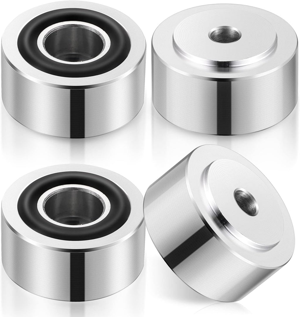 Facmogu 4PCS Silver Aluminum Alloy Speaker Isolation Feet, Turntable Isolation Pad for Reduce Vibration & Resonance, Speaker Spike Pads with Non-Slip Rubber Ring for Amplifier HiFi Devices Recorder CD