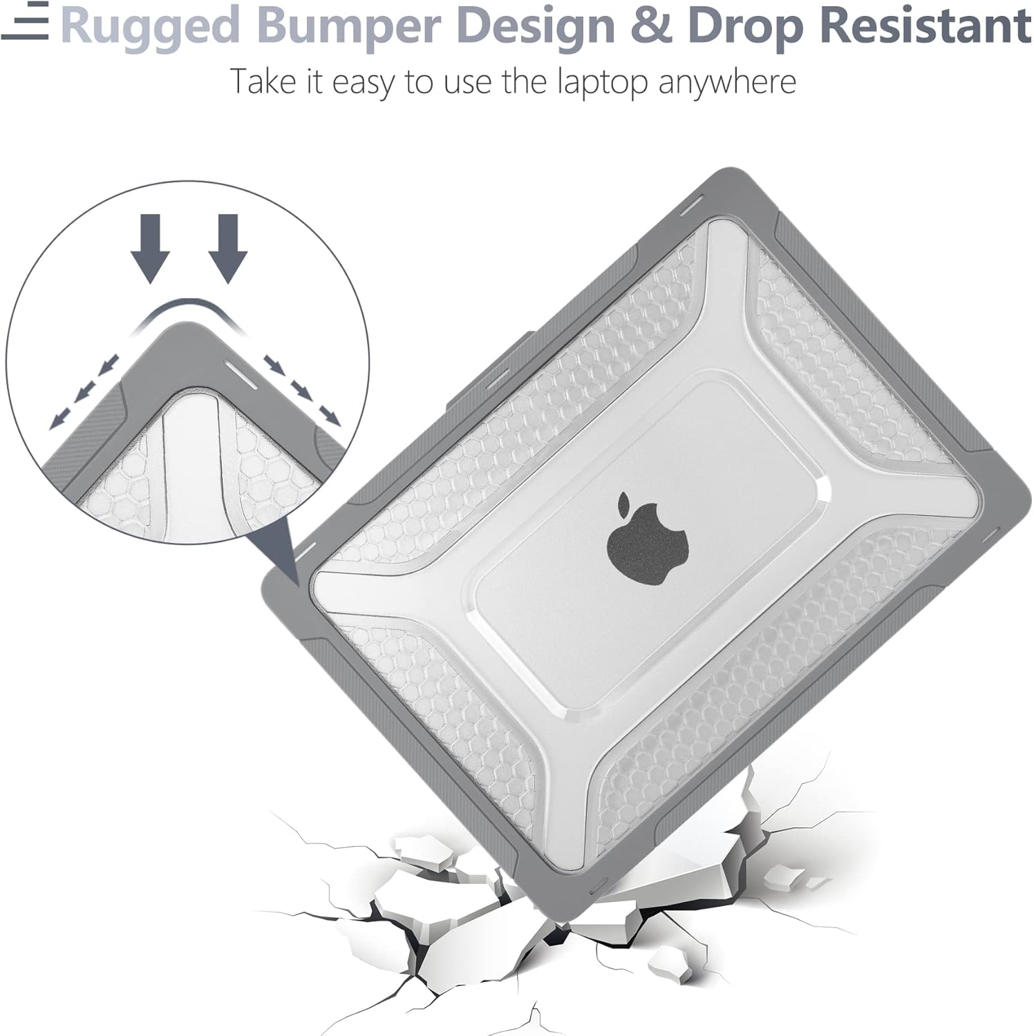 Batianda Case for New MacBook Air 13 inch 2025 M4 Chip 2024 2022 Release A3240 A3113 A2681 Model,Honeycomb Heavy Duty Protective Hard Shell with TPU Bumper Fold Kickstand & Keyboard Cover, Grey