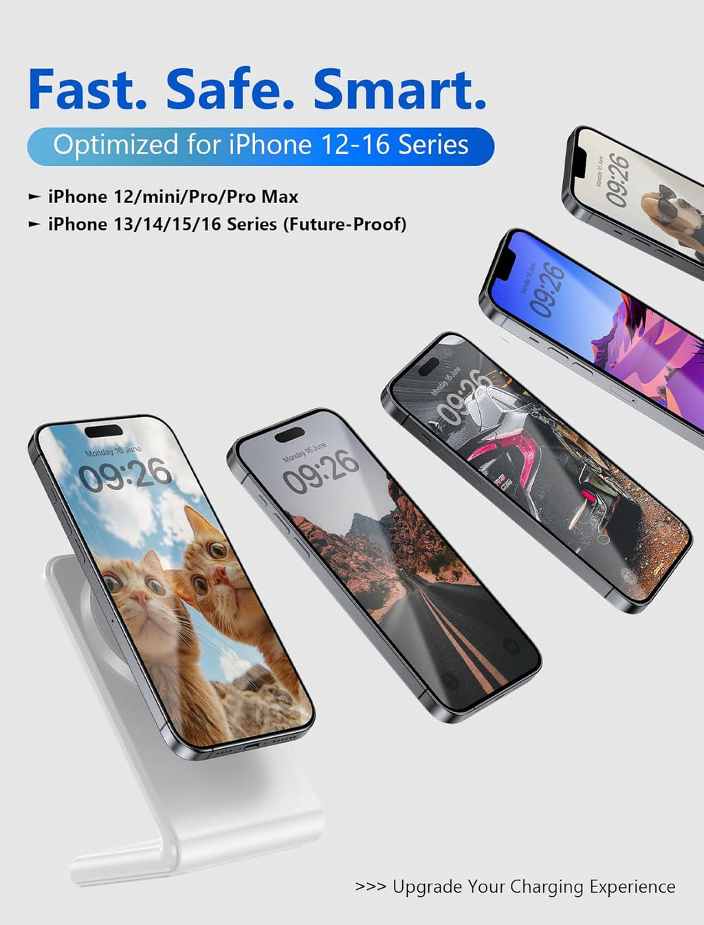 Mag.Safe Charger - iPhone Charger Stand, Magnetic Fast Wireless Charger for iPhone 16/15/14/13/12 Series - White
