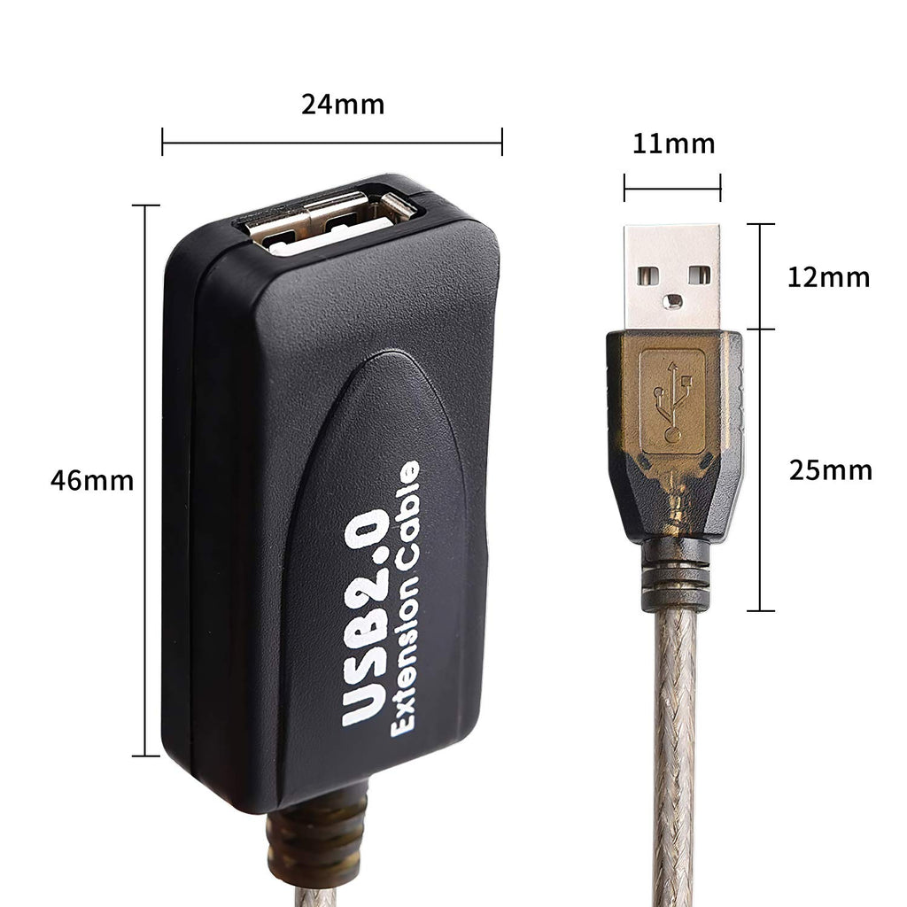 100 FT USB Extension Cable, USB 2.0 Type A Male to A Female Active Repeater Extension Cable 100ft, High Speed 480 Mbps