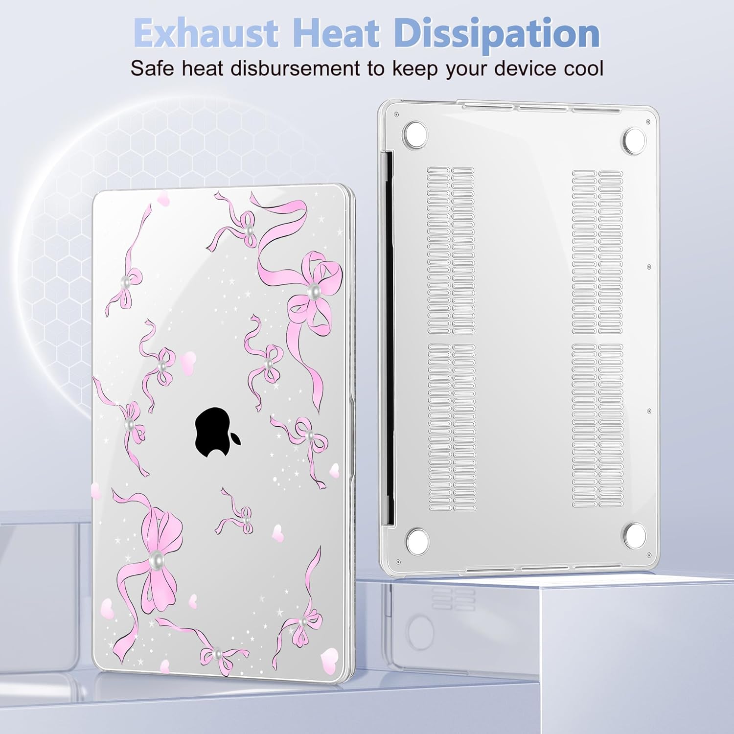 May Chen for MacBook Pro 13 inch Case 2022 2021 2020 Release A2338 M2 M1 A2289 A2251, Plastic Crystal Hard Shell Case Cover for MacBook Pro 13 inch Touch Bar Fits Touch ID, Pearl Bow