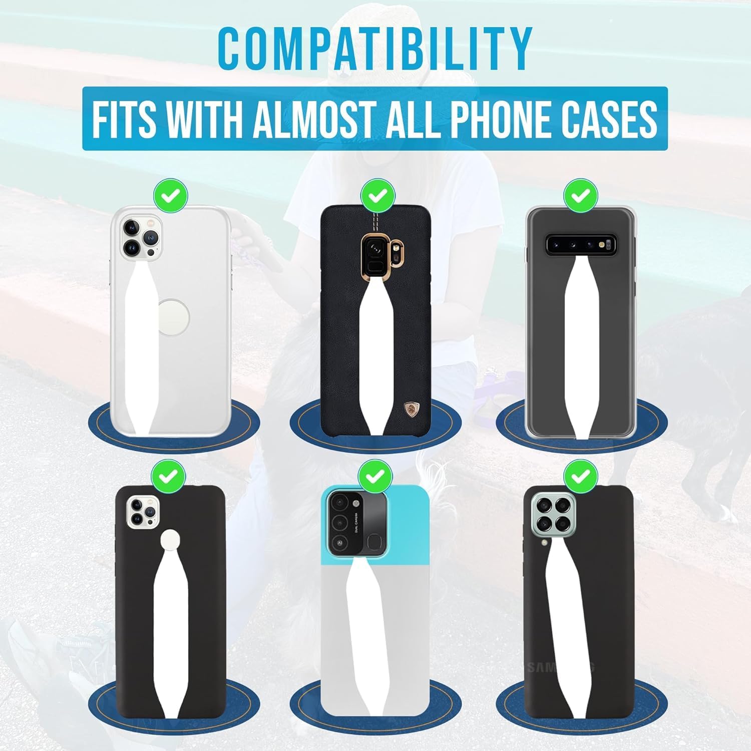 Phone Grip Strap - Pack of 2 Reversible Finger Holder for Phone Back, Customizable Anti-Slip Design, Wireless Charging Compatible Detachable Holder for iPhone - Brown & Black Cows