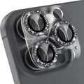 Choiche Compatible for iPhone 16 Pro/iPhone 16 Pro Max Camera Lens Protector, Bling Camera Cover with 9H Tempered Glass Lens Screen Protector Metal Ring Decoration Accessories(Clear-Black)