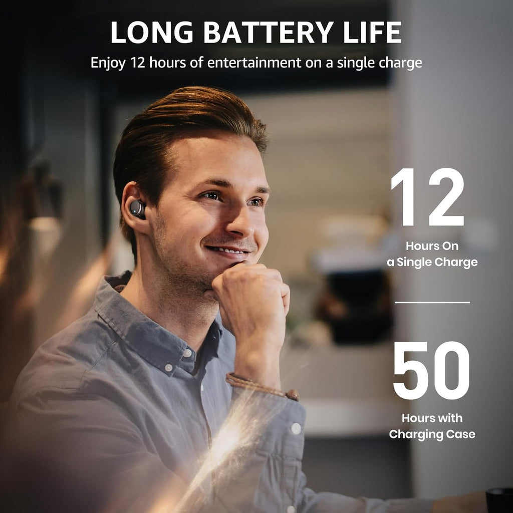 TOZO T6 Wireless Earbuds, Bluetooth 5.3 Ear Buds, Stereo Sound in Ear Headphones, 50 Hours Playtime, Wireless Charging Case, APP Customizable EQs, IPX8 Waterproof Earphones