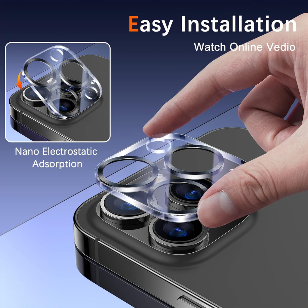 UniqueMe [ 3 Pack] Compatible with iPhone 12 Pro Max 6.7" Camera Lens Protector Tempered Glass,[Case Friendly][New version][Scratch-Resistant][Easy Installation] -Graphite Black