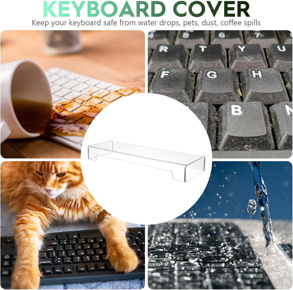 Tofficu Keyboard Cover Acrylic Covers Dust: Clear Computer Keyboard Cover - Anti-Cat Protector - Tablet Keyboard Case for Standard Size PC Computer Desktop (18.5x5.9x1.8 Inch)