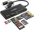 Memory Stick Pro Duo Adapter, Memory Card Reader for MS/XD/CF/SD Card - 7-in-1 Card Reader/Adapter for Windows, Mac, iOS, Android(USB-A + USB-C + Lightning)