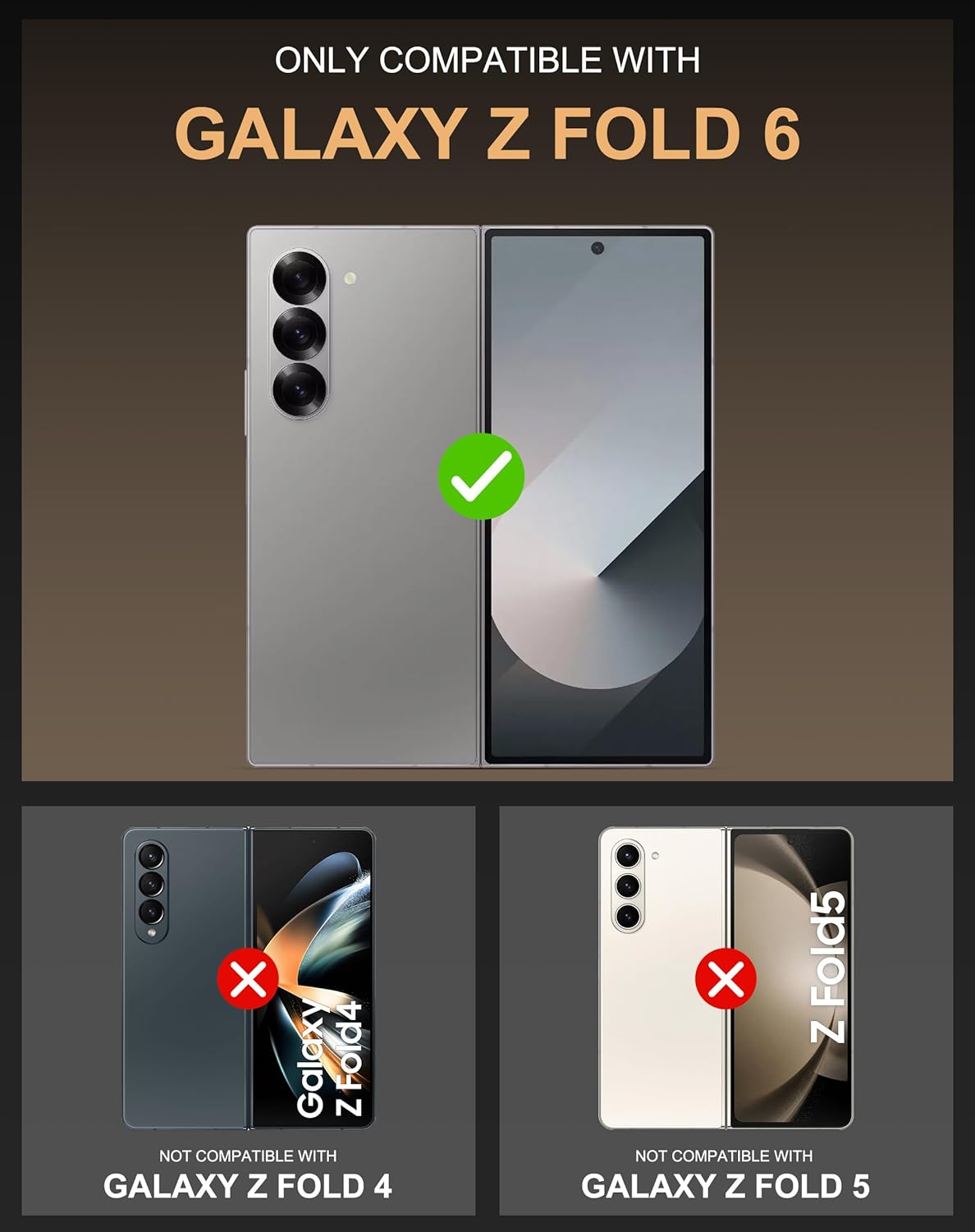 Vihibii for Samsung Galaxy Z Fold 6 Case with Belt Clip Holster & Card Holder & Slide Camera Cover & Hinge Protection & Screen Protector, Shockproof Rugged Wallet Case for Galaxy Z Fold 6, Black