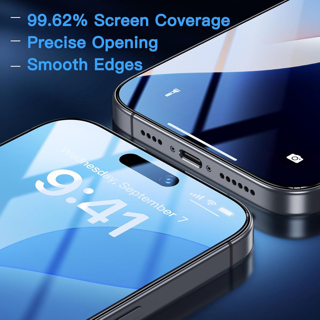Uyiton Compatible with iPhone 16 Pro Max Screen Protector (Anti-Blue Light) - Shatterproof Full Coverage [Case Friendly] 9H Tempered Glass Screen Protector for iPhone 16 Pro Max, 2 Pack