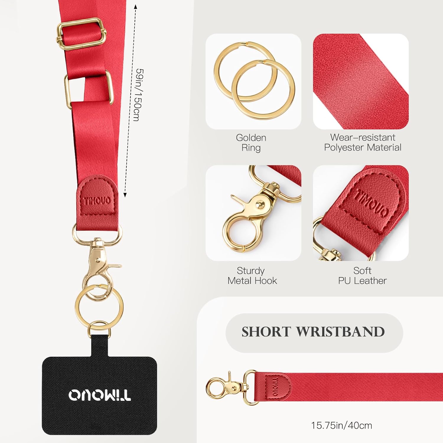 TiMOVO Phone Lanyard Crossbody Wrist Strap, Adjustable Anti-Theft Strap for Smartphone Case