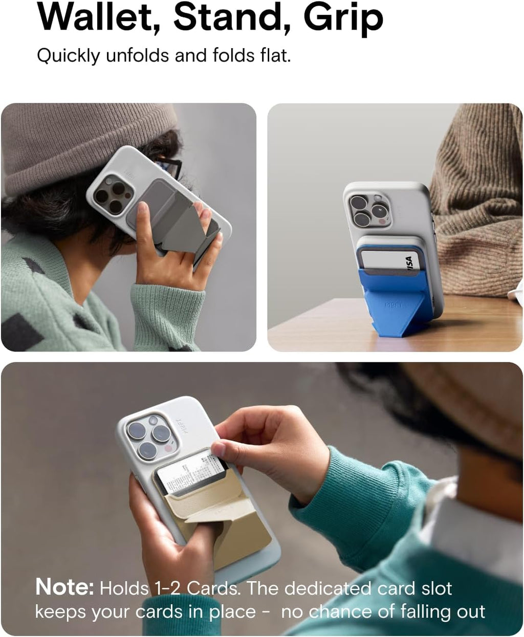 MOFT Magnetic Wallet Stand Compatible with iPhone 16/15/14/13/12 Series, Angle Adjustment & Magsafe Compatible MOVAS Phone Stand,Soft Avocado