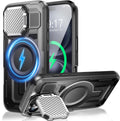 Camera Stand Case for iPhone 16 Plus, [Compatible with Mag Safe] [Lens Cover] 2024 Version Military Grade Protective Soft Case for iPhone 16 Plus 6.7 inch Men Women, Black