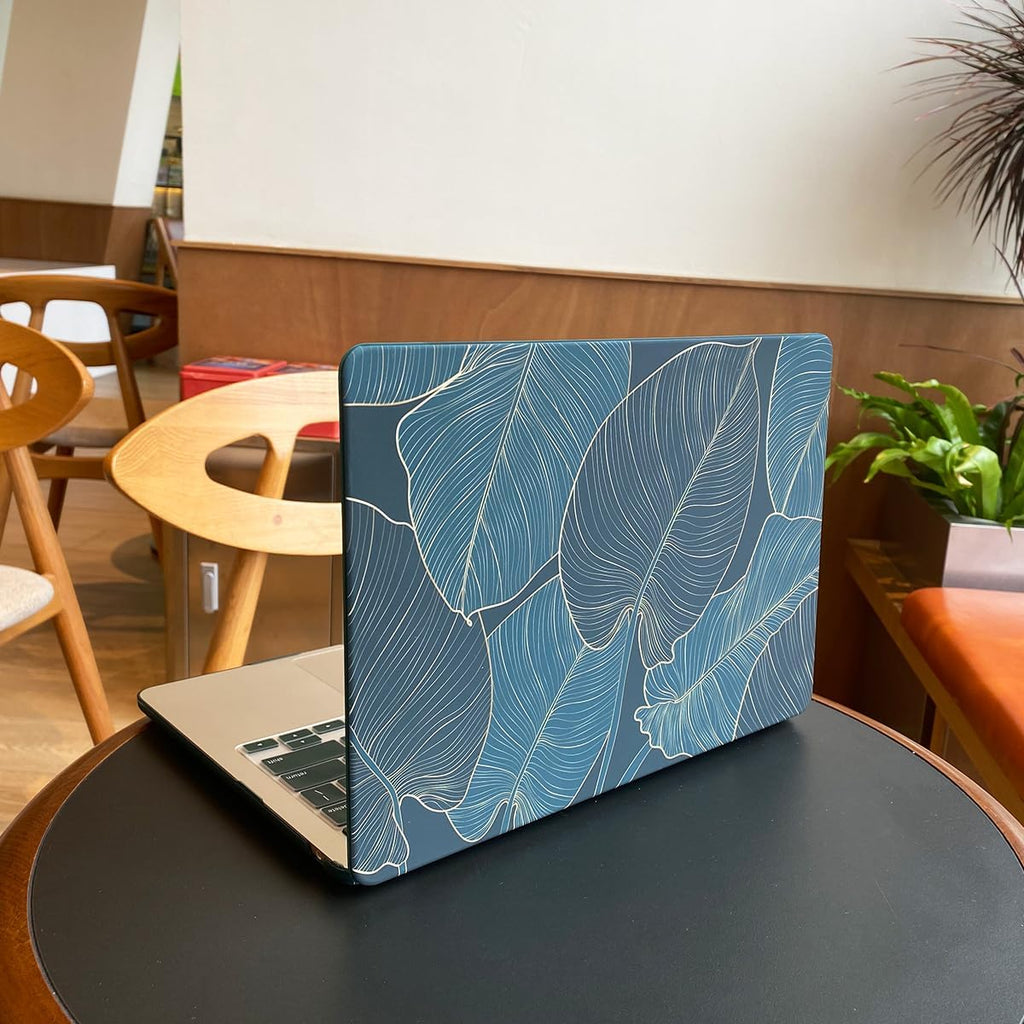 Teryeefi Hard Shell Case + Keyboard Cover + Screen Protector for MacBook Air 13 inch M1, Green Leaf