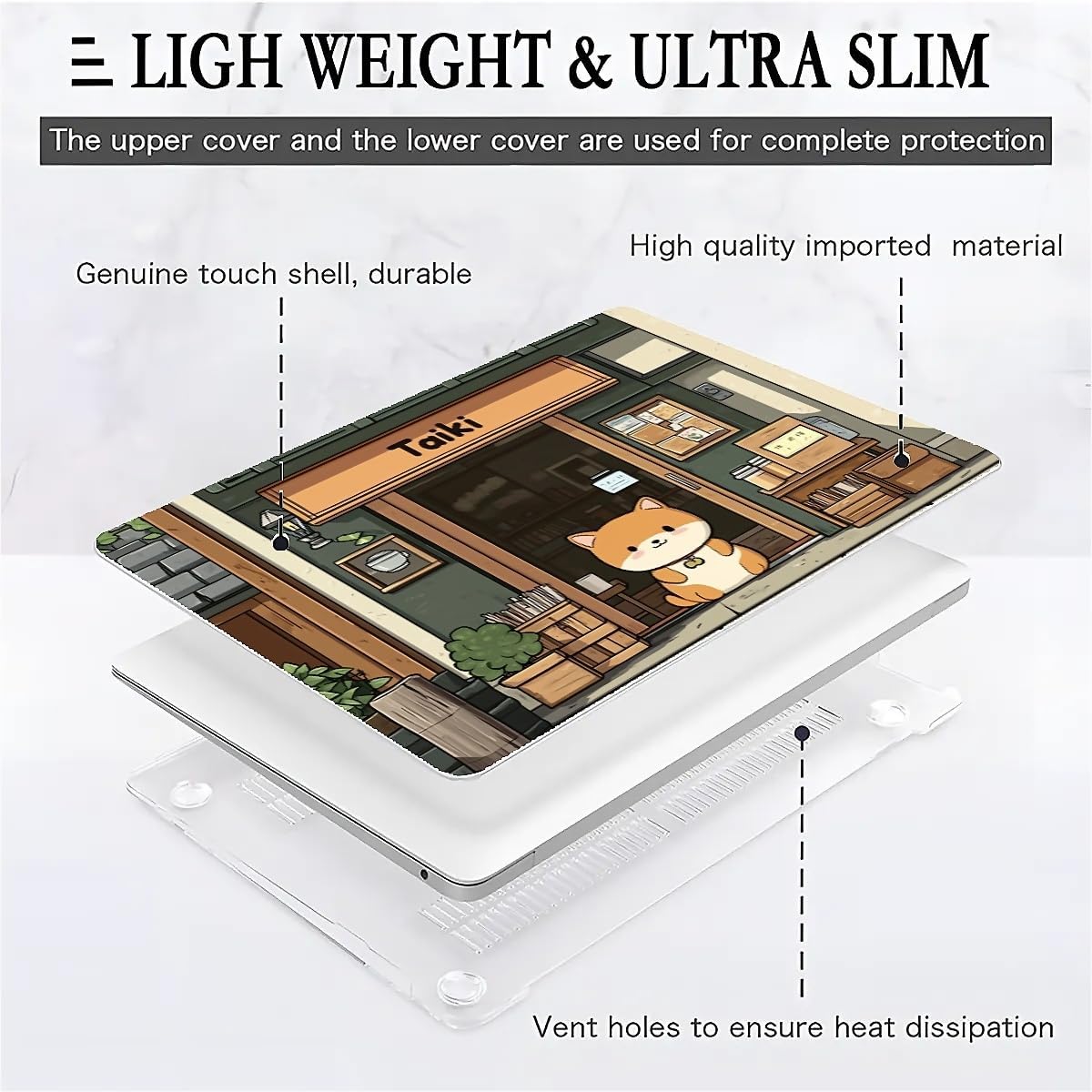 Compatible with MacBook Air 13.3 13.6 Inch Case 2022 2021 2020 2019 Plastic Hard Shell Case Cover,13.3 Pro(A1706/A1708/A1989/A2159/A2289/A2338), A Cute Shiba