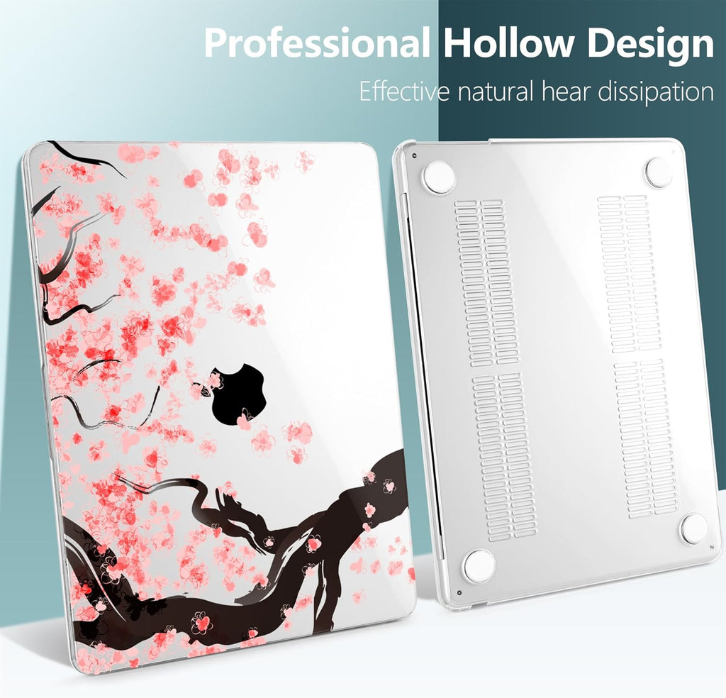 TWOLSKOO Compatible with M4 MacBook Air 15 inch Case 2025-2023 Released Model M4 A3241 M3 A3114 M2 A2941, Plastic Hard Shell & Screen Protector & Keyboard Cover & Trackpad Film, Cherry Blossoms