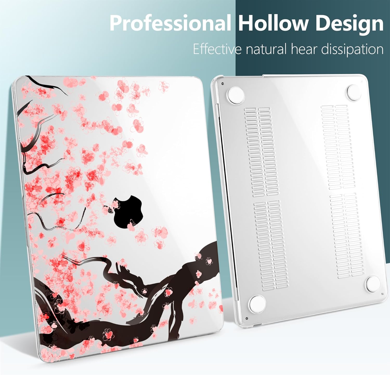 TWOLSKOO Compatible with M4 MacBook Air 15 inch Case 2025-2023 Released Model M4 A3241 M3 A3114 M2 A2941, Plastic Hard Shell & Screen Protector & Keyboard Cover & Trackpad Film, Cherry Blossoms