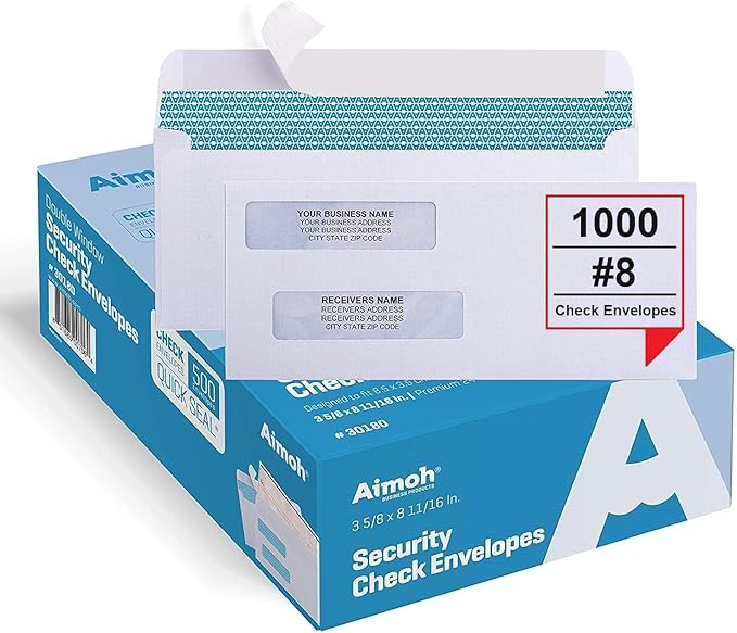 Aimoh #8 Double Window Self Seal Security Envelopes by Aimoh