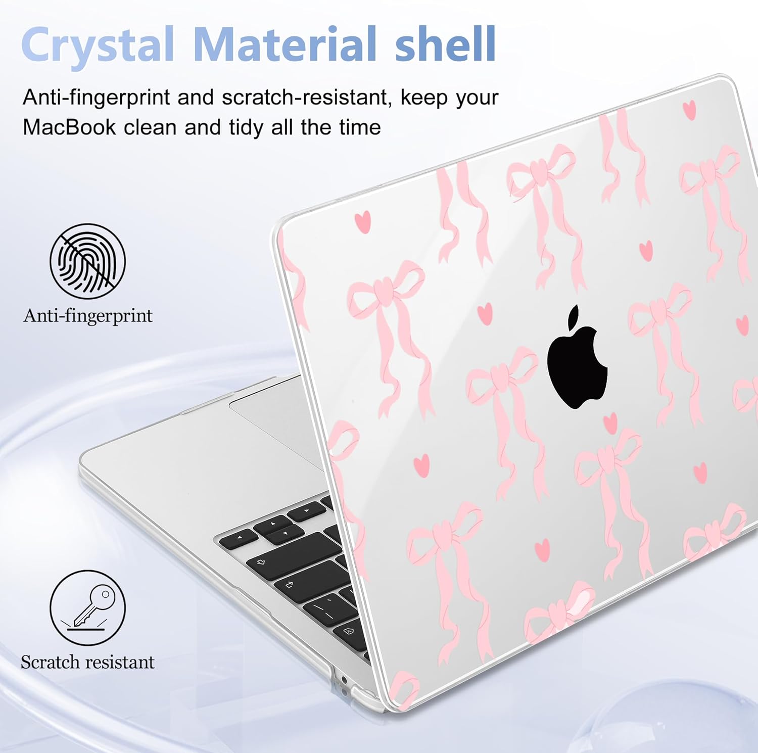 Case for MacBook Air 15 Inch 2025 2024 2023 Release M4 A3241 M3 A3114 M2 A2941, Hard Shell with Screen Protector & Keyboard Cover, Compatible with Touch ID, Bow