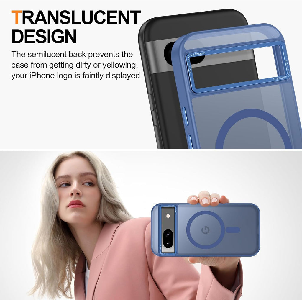Magnetic for Google Pixel 8a Case, [Military Grade Drop Protection] [Compatible with MagSafe] Shockproof Slim Translucent Matte Anti-Slip for Women Girls Men Case, Blue