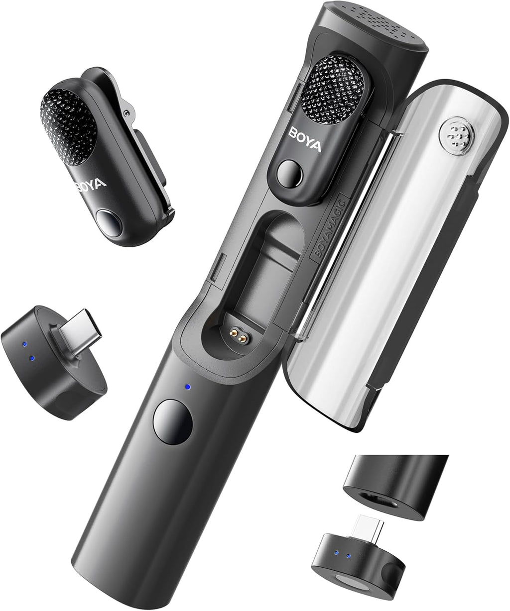 BOYA Magic-05 Wireless Lavalier Microphone, 30Hrs Battery,328FT Los Range, Safety Track &Limiter, Ai Noise Reduction USB-C Wireless Lapel Mini Mic for Android iPhone 16/15 Audio Video Live Broadcast