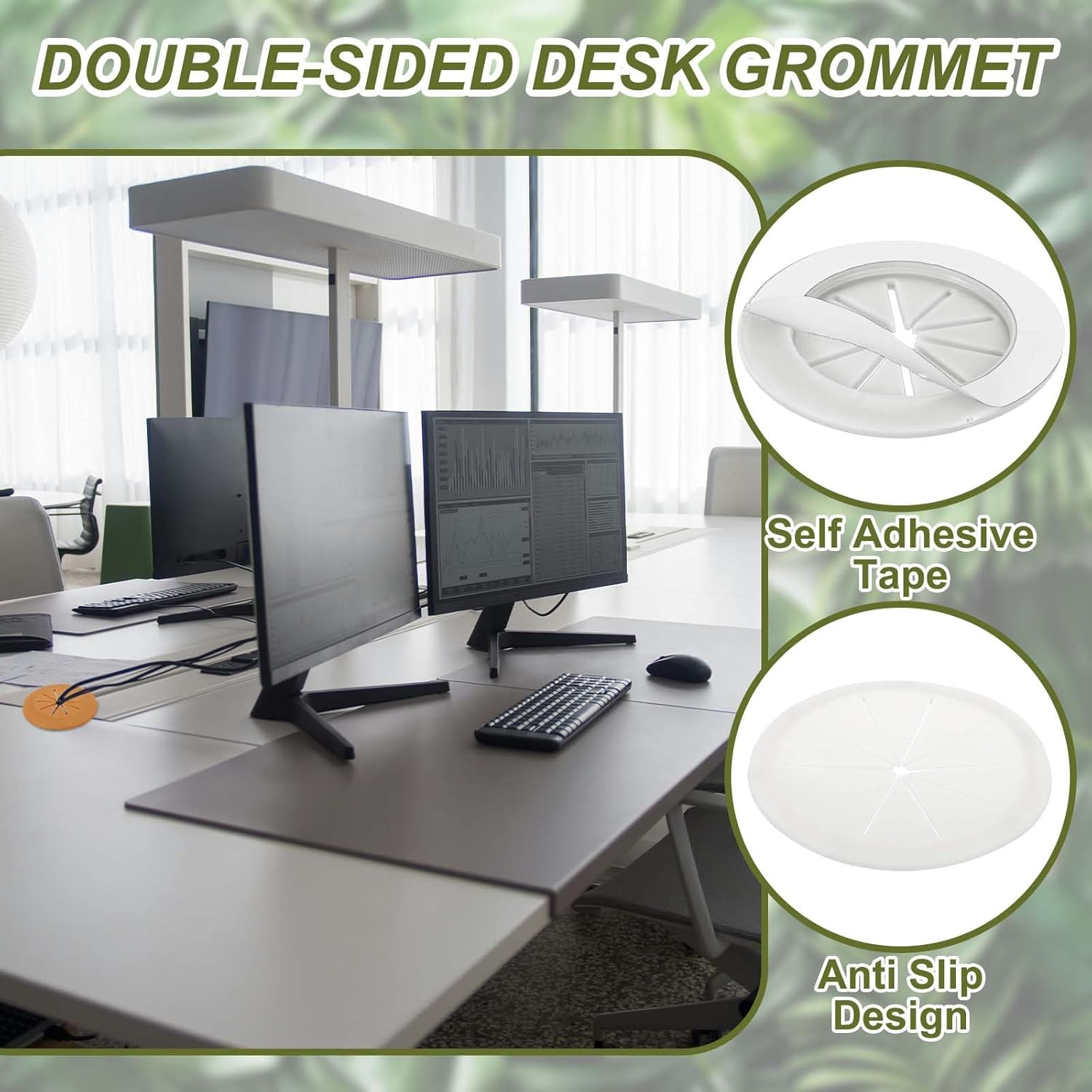 PATIKIL Desk Grommet 3-3/16", 4 Pcs Round Cable Grommet Cord Hole Cover with Adhesive Tape Flexible Table Wire Organizer for Office Home Table Countertop, Light Gray