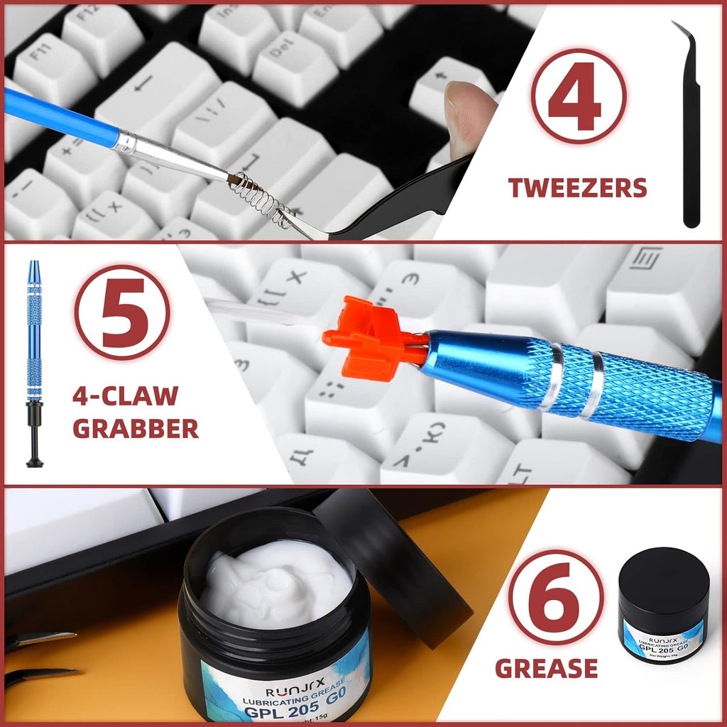 YIMAGUJRX RUNJRX Keyboard Switch Lube Kit GPL 205G0 0.53oz/15g, Switch Opener for Cherry MX TTC Holy Pandas Switch,Switch Lube Tools for Gaming Keyboard